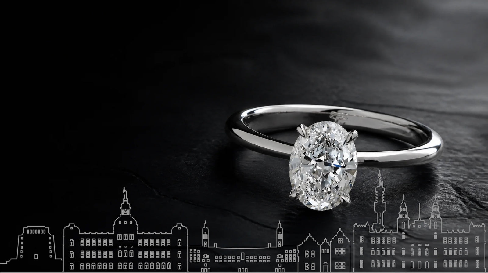 Poggenpoel Pretoria studio — engagement ring against Pretoria skyline