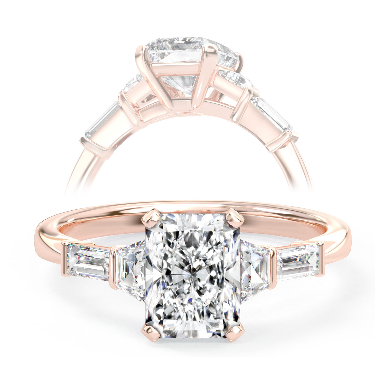 L0073 Adona Three Stone Diamond Engagement Ring in Rose Gold L0073 Adona Three Stone Diamond Engagement Ring in Rose Gold
