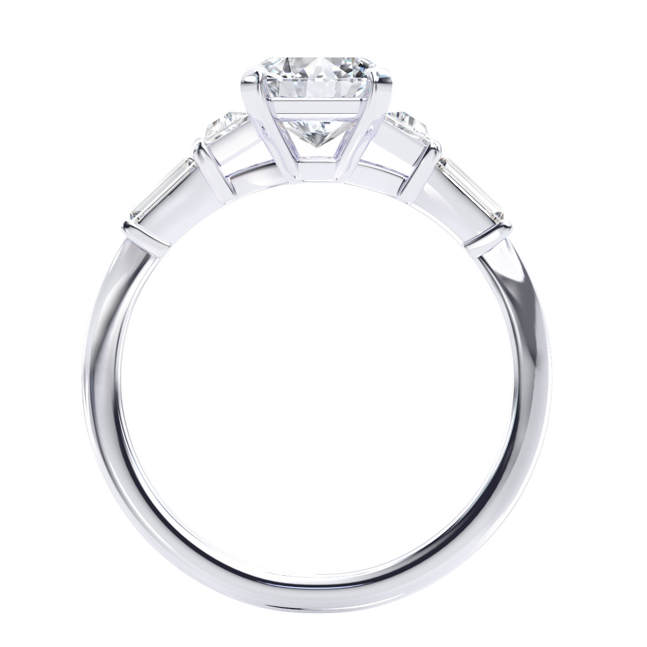 L0073 Adona Three Stone Diamond Engagement Ring in White Gold Sideview L0073 Adona Three Stone Diamond Engagement Ring in White Gold Sideview