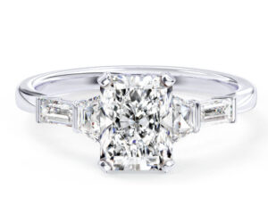 L0073 Adona Three Stone Diamond Engagement Ring in White Gold Title