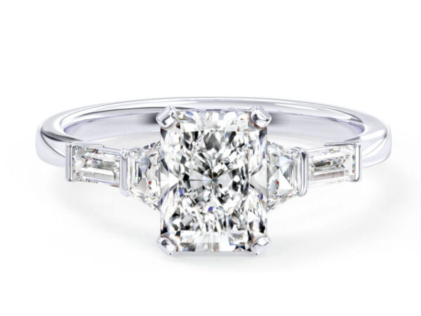 L0073 Adona Three Stone Diamond Engagement Ring in White Gold Title