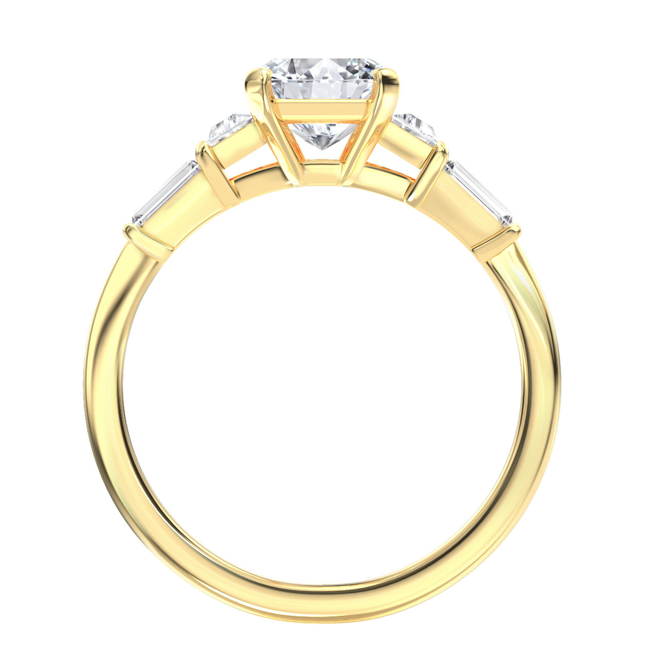 L0073 Adona Three Stone Diamond Engagement Ring in Yellow Gold Sideview L0073 Adona Three Stone Diamond Engagement Ring in Yellow Gold Sideview