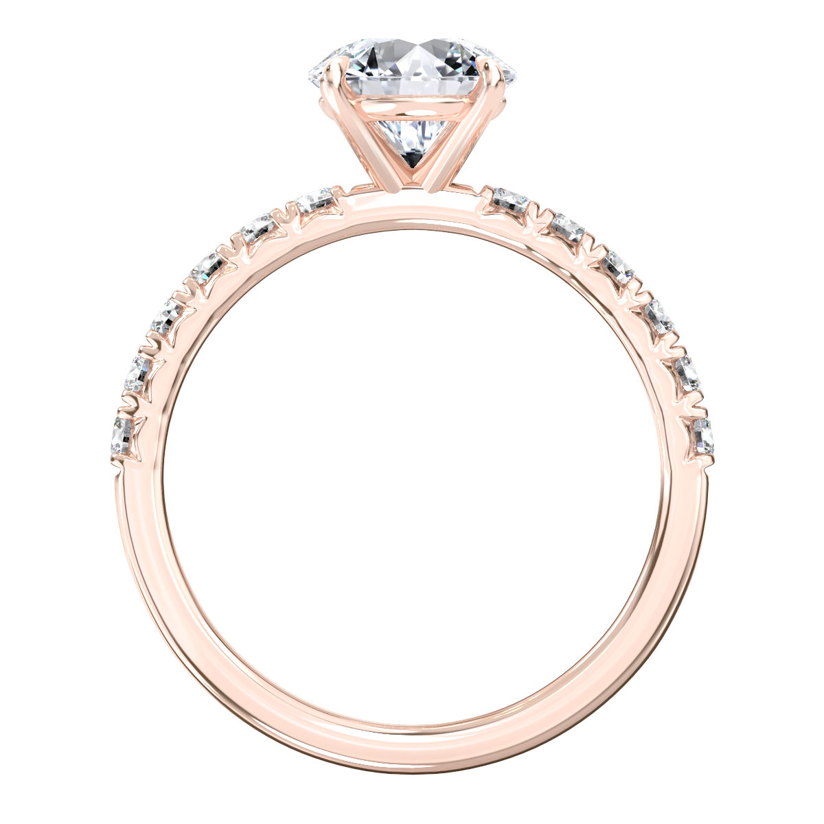 L0096 Ademia Accent Diamond Engagement Ring in Rose Gold Sideview