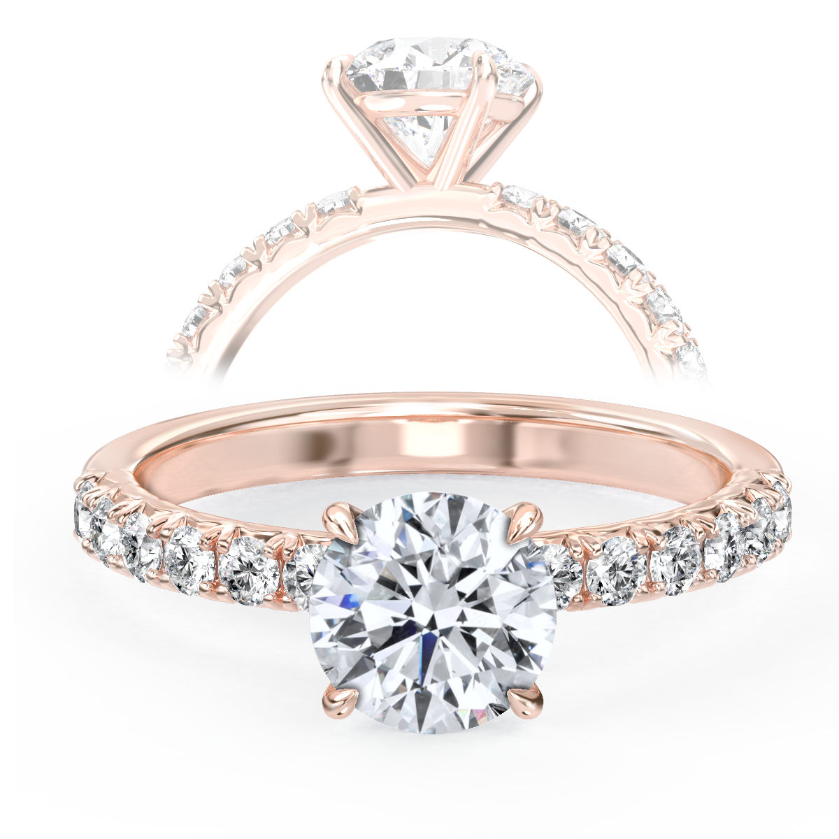 L0096 Ademia Accent Diamond Engagement Ring in Rose Gold