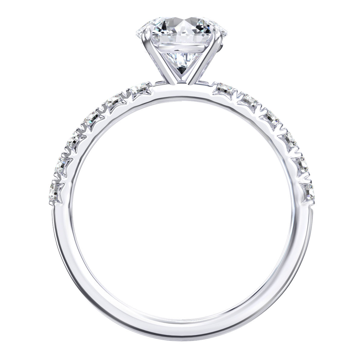 L0096 Ademia Accent Diamond Engagement Ring in White Gold Sideview