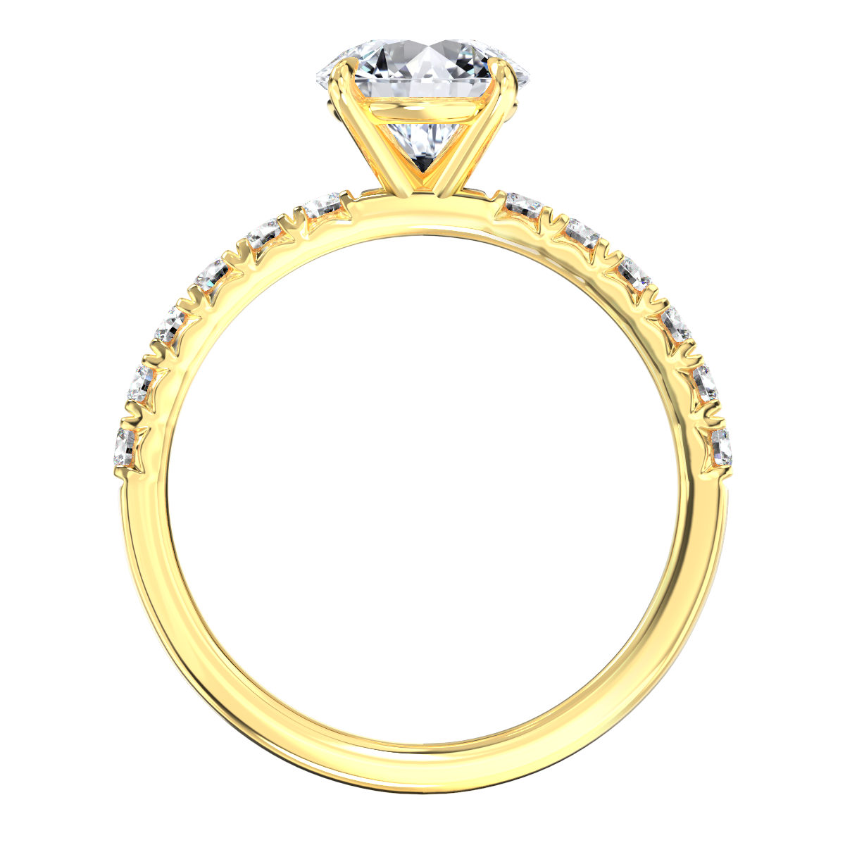 L0096 Ademia Accent Diamond Engagement Ring in Yellow Gold Sideview