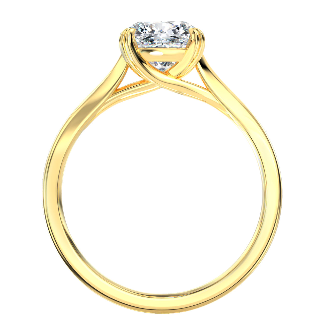 L0079 Barbara Solitaire Diamond Engagement Ring in Yellow Gold Sideview L0079 Barbara Solitaire Diamond Engagement Ring in Yellow Gold Sideview