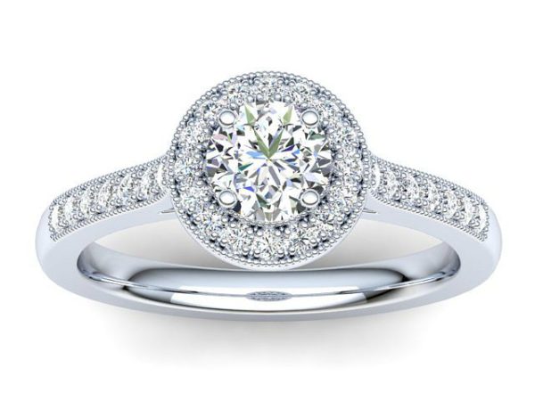 R080 Barbara Diamond Halo Engagement Ring