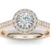 R080 Barbara Diamond Halo Engagement Ring In Rose Gold