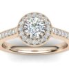 R080 Barbara Diamond Halo Engagement Ring In Rose Gold