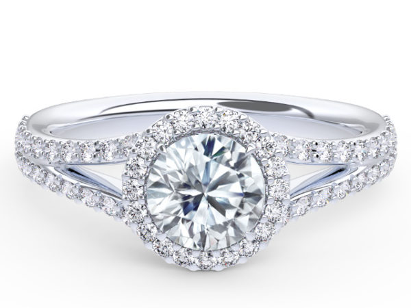 R089 Bea Split Shank Halo Engagement Ring