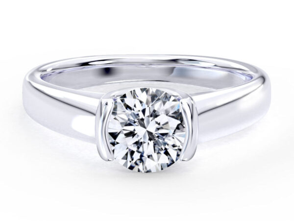 L0098 Beatrix Solitaire Tension set in Diamond Engagement Ring in White Gold Title