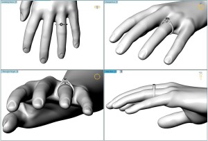 R100 Beige Filigree Diamond Solitaire Engagement Ring On-Finger View