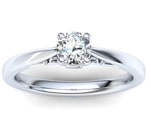R100 Beige Filigree Diamond Solitaire Engagement Ring