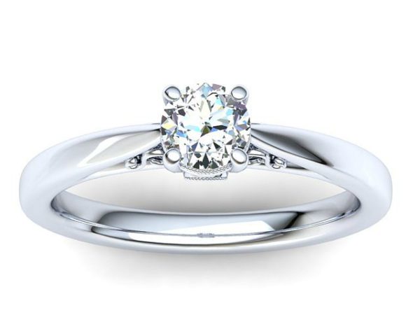 R100 Beige Filigree Diamond Solitaire Engagement Ring