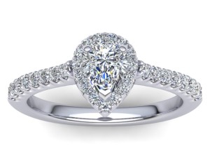 R103 Pear Shape Pave Engagement Ring