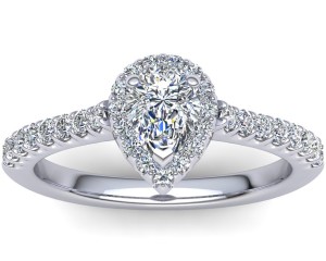 R103 Pear Shape Pave Engagement Ring