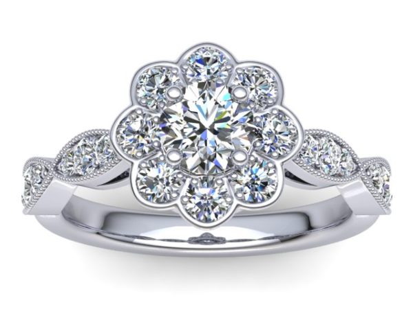 R121 Bridgette Floral Diamond Engagement Ring
