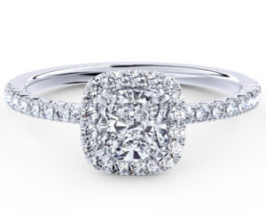 R144 Dorothy Cushion Halo Engagement Ring