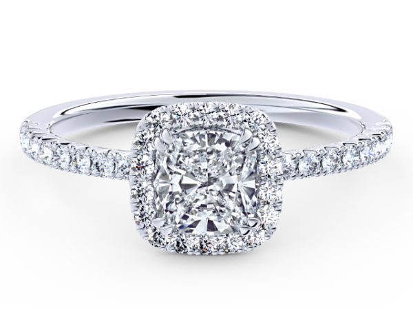R144 Dorothy Cushion Halo Engagement Ring