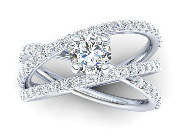 C020 Elena Criss-Cross Diamond Engagement Ring