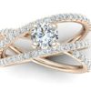 C020 Elena Criss-Cross Diamond Engagement Ring In Rose Gold