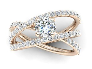 C020 Elena Criss-Cross Diamond Engagement Ring In Rose Gold