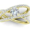 C020 Elena Criss-Cross Diamond Engagement Ring In Yellow Gold