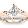 C021 Eleni Princess Cut Engagament Ring In Rose Gold