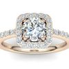 C025 Elga Halo Diamond Engagement Ring In Rose Gold