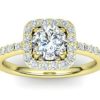 C025 Elga Halo Diamond Engagement Ring In Yellow Gold