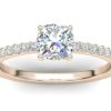 C027 Eliana Cushion Diamond Engagement Ring In Rose Gold