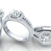 C028 Eliane Halo Split Shank Engagement Ring Group Shot