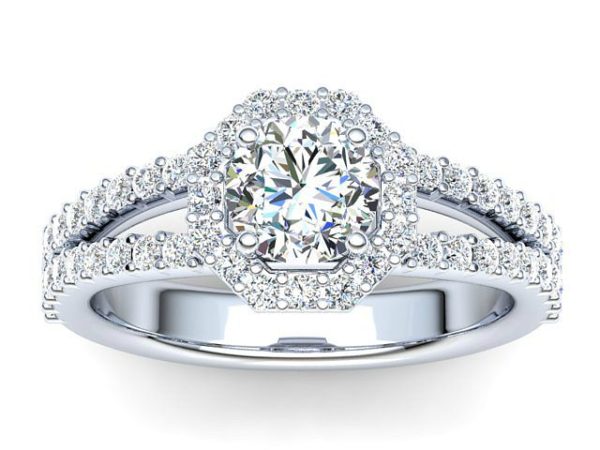 C028 Eliane Halo Split Shank Engagement Ring