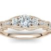 C030 Eliora Vintage Engagement Ring In Rose Gold
