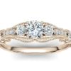 C030 Eliora Vintage Engagement Ring In Rose Gold