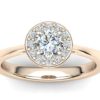 C033 Elise Halo Diamond Engagement Ring In Rose Gold