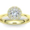 C033 Elise Halo Diamond Engagement Ring In Yellow Gold