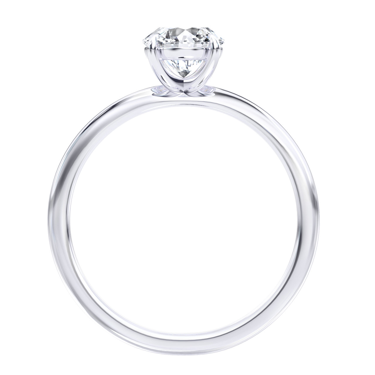 L0075 Eleanor Solitaire Diamond Engagement Ring in White Gold Sideview L0075 Eleanor Solitaire Diamond Engagement Ring in White Gold Sideview