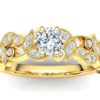 C053 Elorie Floral Engagement Ring in Yellow Gold