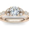 C056 Elsbeth Floral Engagement Ring in Rose Gold