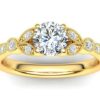 C056 Elsbeth Floral Engagement Ring in Yellow Gold