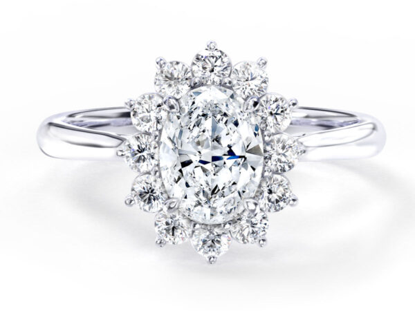 L0032 Elva Halo Diamond Engagement Ring in White Gold