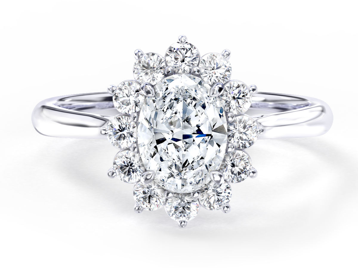 L0032 Elva Halo Diamond Engagement Ring in White Gold L0032 Elva Halo Diamond Engagement Ring in White Gold