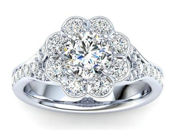 Jacy Flower Motif Engagement Ring