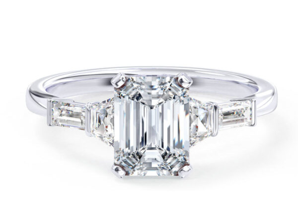 L0077 Janelle Three Stone Diamond Engagement in White Gold