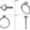 Multi-view of our Jania diamond twisted shank oval engagement ring.