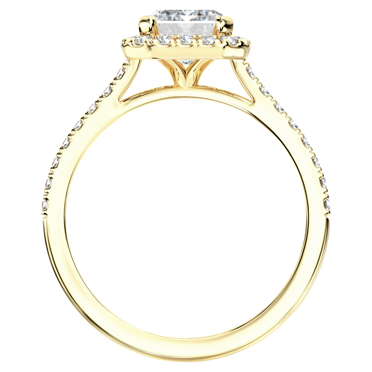 L0060 Imelda Halo Diamond Engagement Ring in Yellow Gold Sideview L0060 Imelda Halo Diamond Engagement Ring in Yellow Gold Sideview