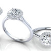 W70 Classic Diamond Halo Engagement Ring Multi-Angle View