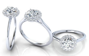 W70 Classic Diamond Halo Engagement Ring Multi-Angle View